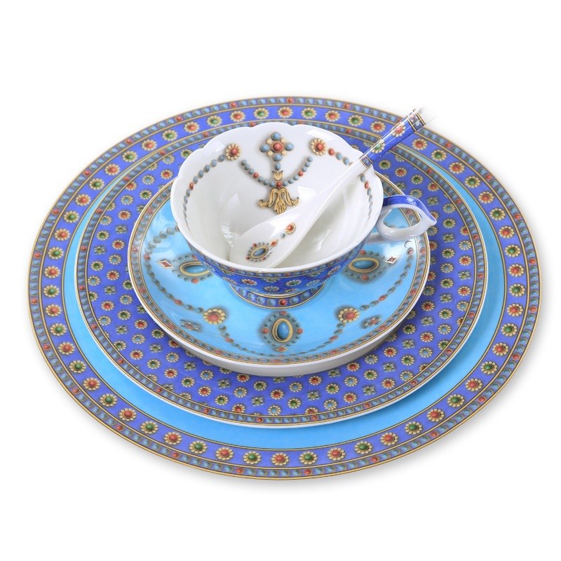 陶瓷釉中彩工艺摆台餐具家用酒店微波炉碗碟餐具咖啡杯装带勺子