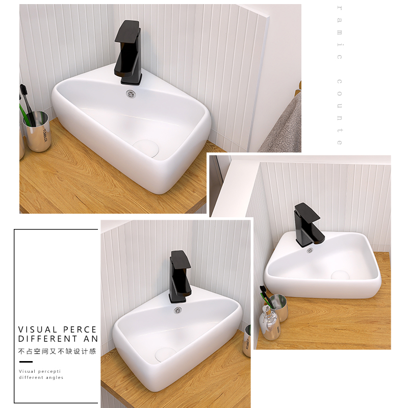迷你台上盆转角漱台小户型洗手盆卫生间洗脸陶瓷面盆小尺寸窄长盆