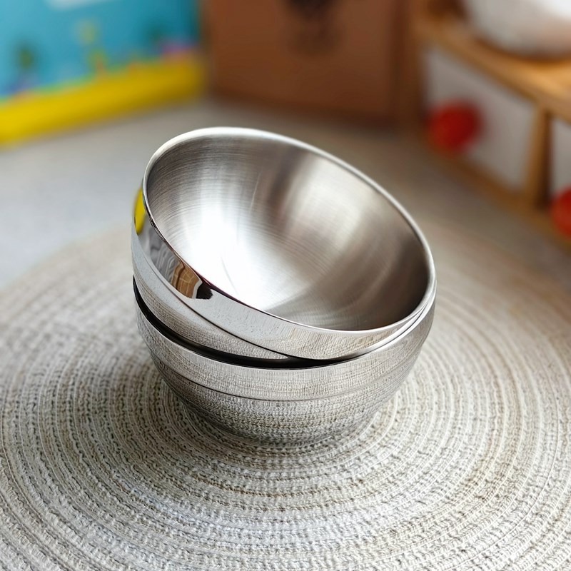 层碗 18/10不锈钢早餐燕麦隔热防烫儿童大人学生碗吃饭喝小汤碗