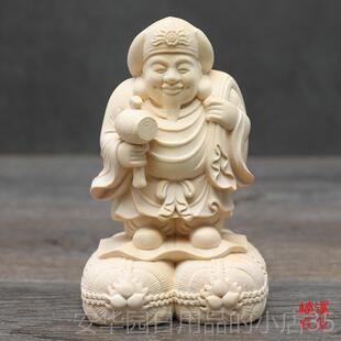 高档溪匠心大黑天楠木雕日本佛护法像神