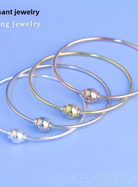 正品S95纯Y银扣简单单圈手炼螺旋手炼可以串手工DI手2炼通过心脏