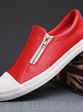 正品2鞋024新季款男鞋子潮冬休百闲皮鞋韩版潮流板鞋懒人一脚蹬搭