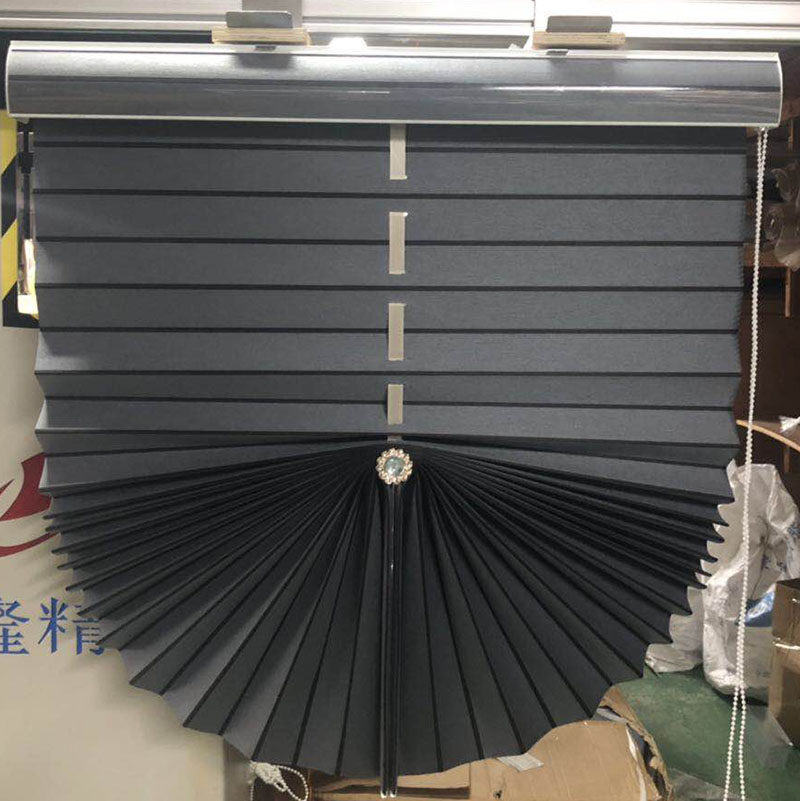纯色遮光窗帘深灰色扇形卷帘拉帘升降窗帘卧室书房高端防水爱琴帘