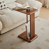 实木边几家用卧室床头小桌子黑胡桃色客厅沙发边柜可移动茶几角几