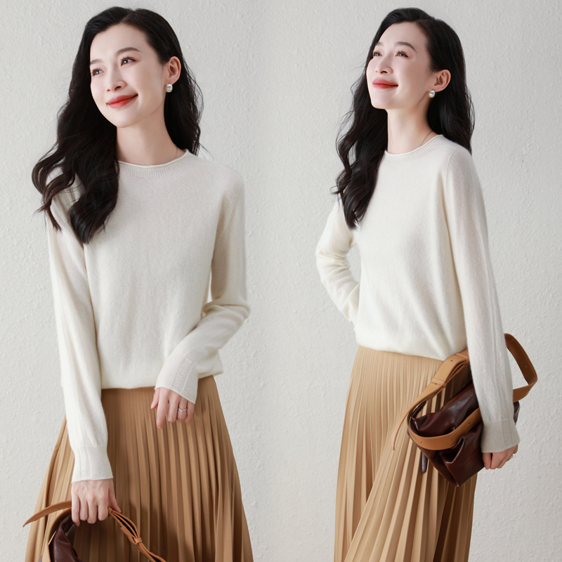 涵悦瑜8806气质圆领山羊绒衫