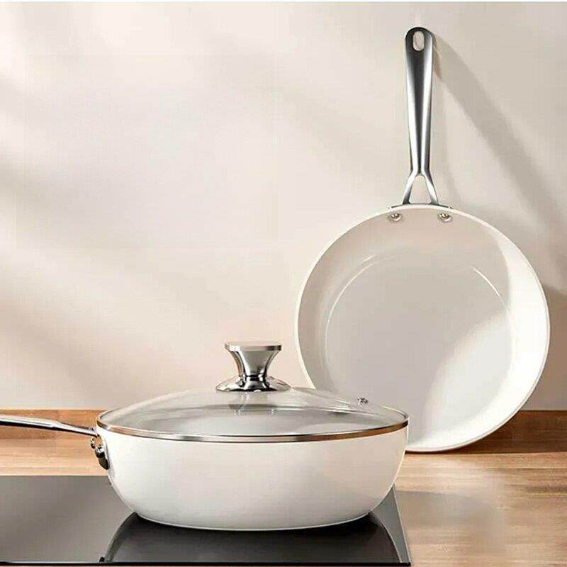 德国优质陶瓷不粘锅文牛店天然壳瓷釉不粘锅无涂层平底锅