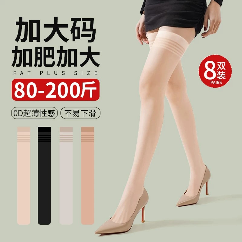 加大码女夏超薄防勾丝隐形长筒袜
