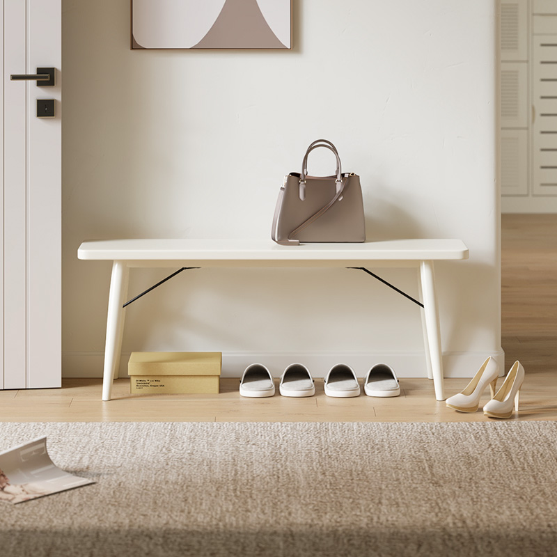 实木换鞋凳家用入户门口可坐极窄客厅衣帽间简约长条凳餐椅奶油风