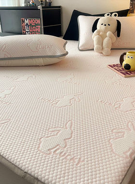 A类夏天可机洗折叠冰丝席子卡通小兔宿舍凉感丝冰豆豆凉席三件套