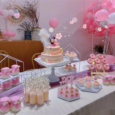 白色铁艺甜品台摆件展示架蛋糕托盘欧式下午茶点心架冷餐茶歇摆台