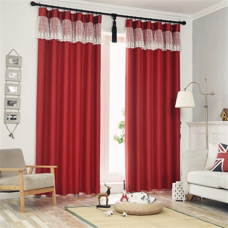纯色红色窗帘成品遮光喜庆婚庆婚房结婚窗帘卧室客厅窗帘布料定制