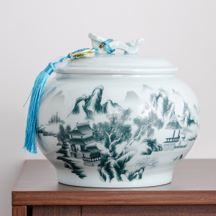 均能手造高档茶叶罐陶瓷大号家用密封防潮罐储存茶叶空罐定制摆件