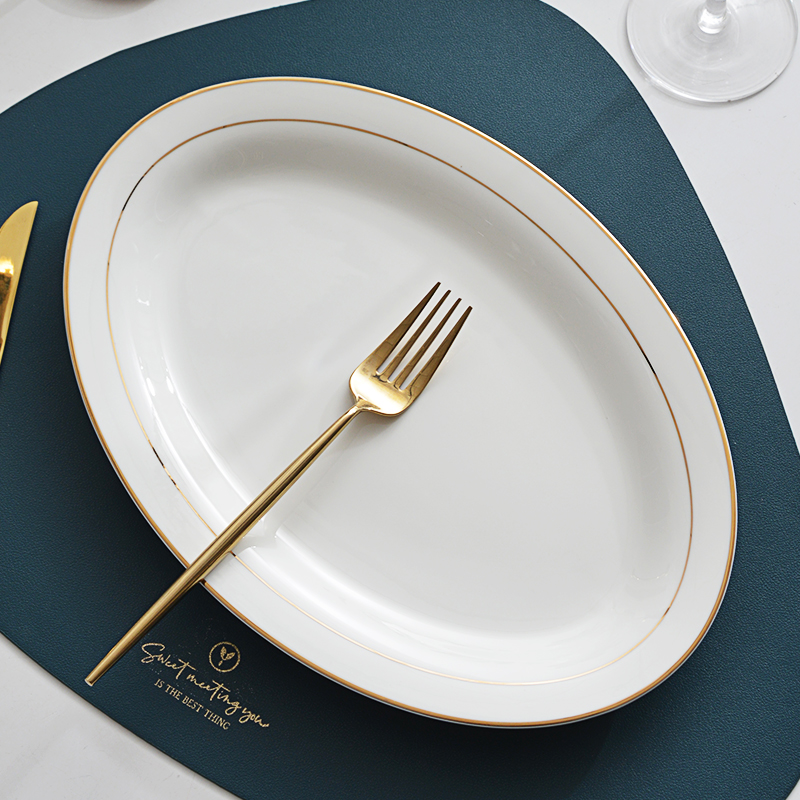 陶瓷家用超大号长方形鱼盘蒸鱼盘子微波炉骨瓷餐具长方形椭圆菜盘