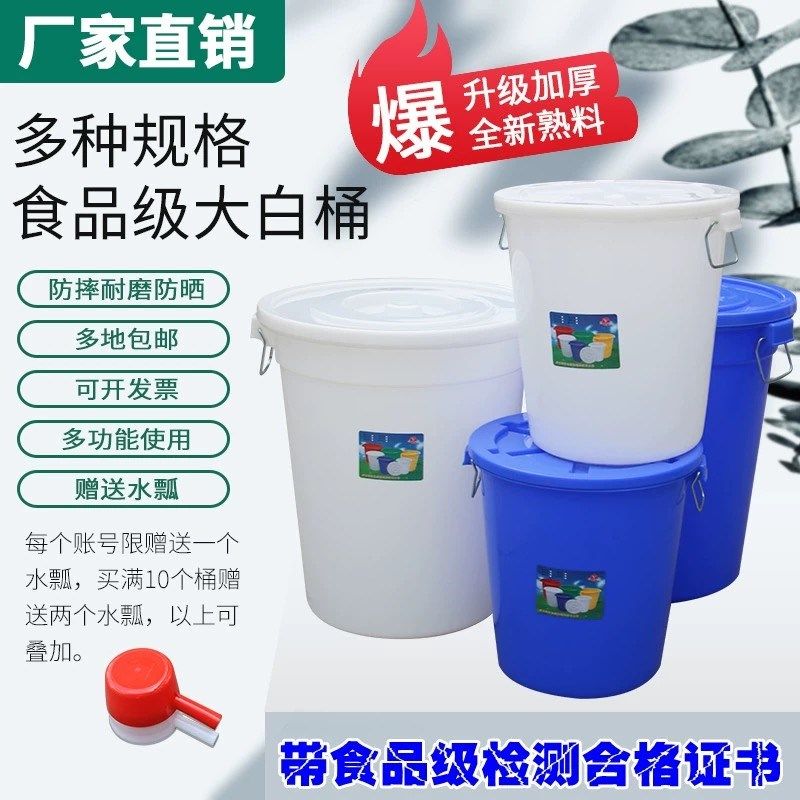 大号加厚耐摔塑料圆桶食品级家用储水带盖桶发酵酿酒工业储存胶桶,户外/登山/野营/旅行用品,水桶,淘宝优惠券,粉丝福利购,淘宝优惠卷