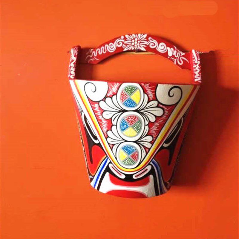 鼎麓 民间手工艺品 木桶脸谱 彩绘挂件 家居装饰 陕西宝鸡特色