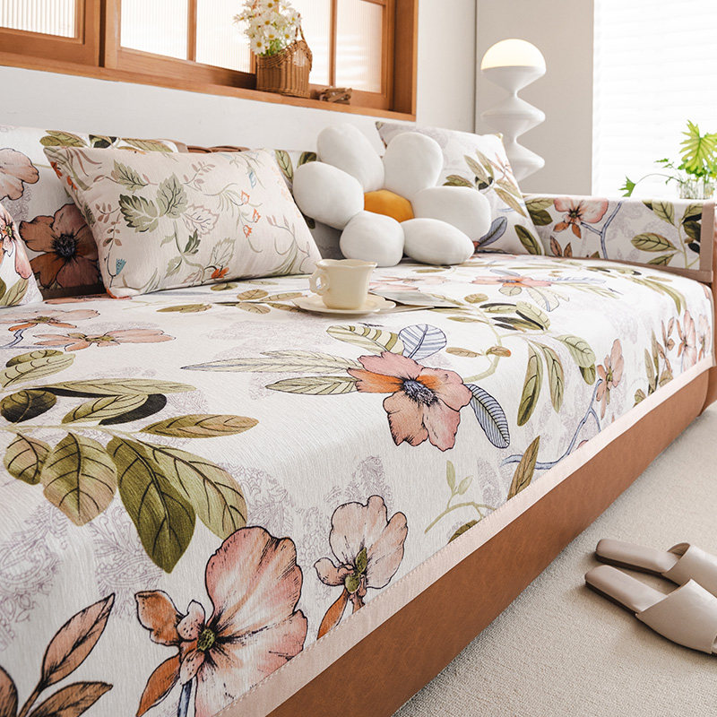 雪尼尔沙发垫高级感四季通用防滑直排沙发套罩2024新款花卉坐垫子,居家布艺,沙发垫,淘宝优惠券,粉丝福利购,淘宝优惠卷