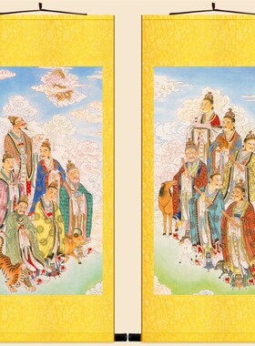 复古版水陆画 十二元辰地支生肖神像画 神将护法画像卷轴挂画定制