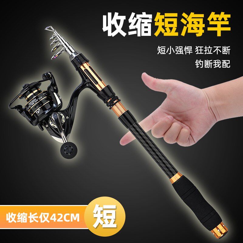 首迷你小海竿短节海杆抛竿套装节甩竿超硬远投路亚竿单杆便携收缩