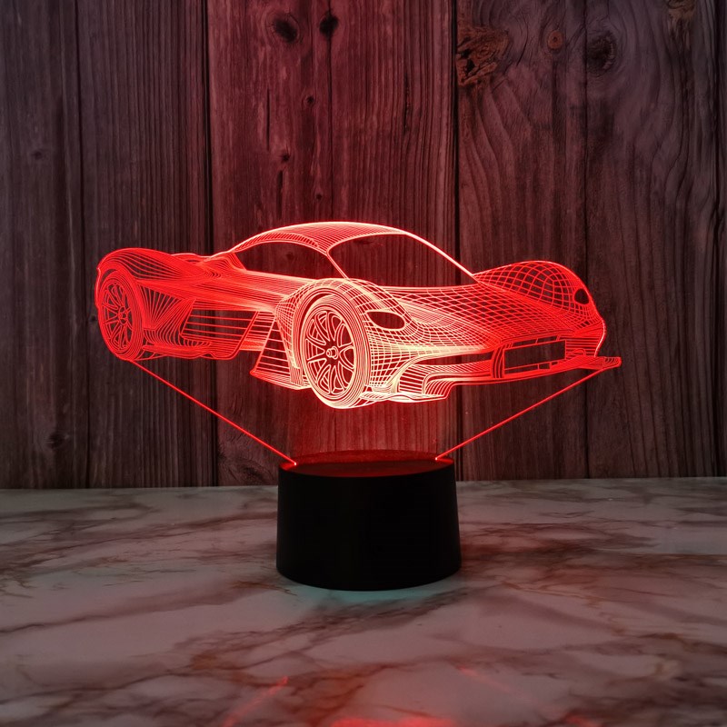 桌面装饰灯3d灯七彩小夜灯摆件现代简约卧室床头客厅酒吧创意台灯