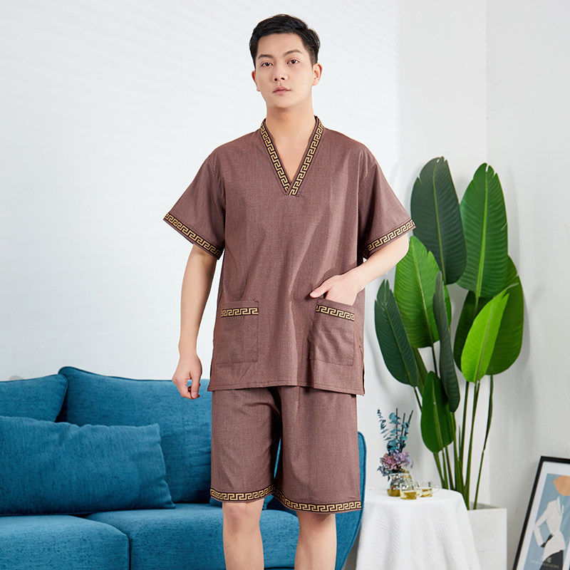 高档男式洗浴中心浴服汗蒸服男款浴衣睡衣桑拿服足浴服按摩服