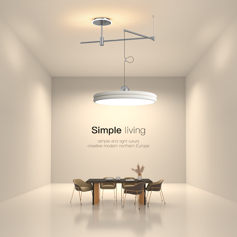 摇臂餐厅吊灯现代简约飞碟吧台灯设计师2024年新款可移动餐厅吊灯