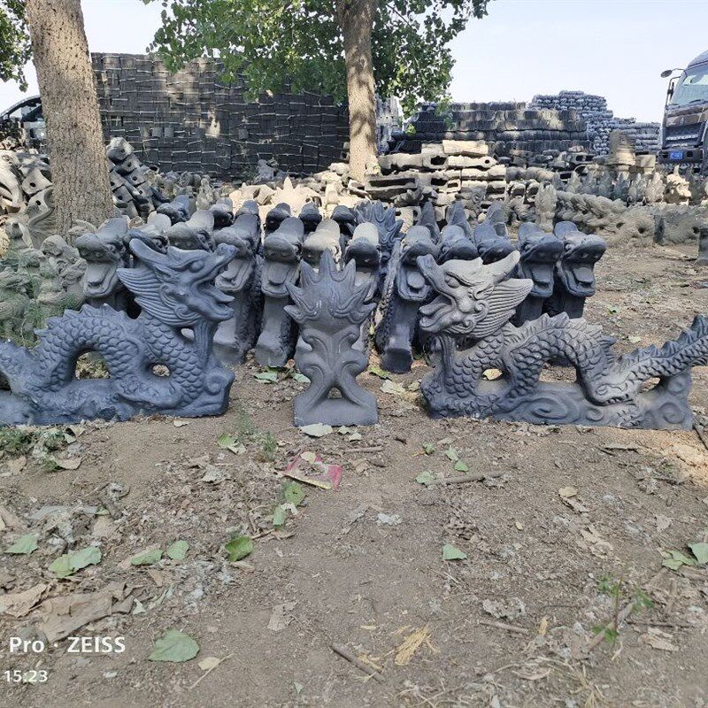 仿古新款配件陶瓷龙跑兽二龙戏珠青瓦龙琉璃瓦龙双龙戏珠屋顶宝顶