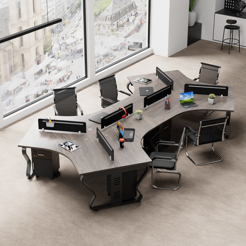 办公桌椅组合创意职员办公室工位电脑卡座三人六人组合异形桌简约
