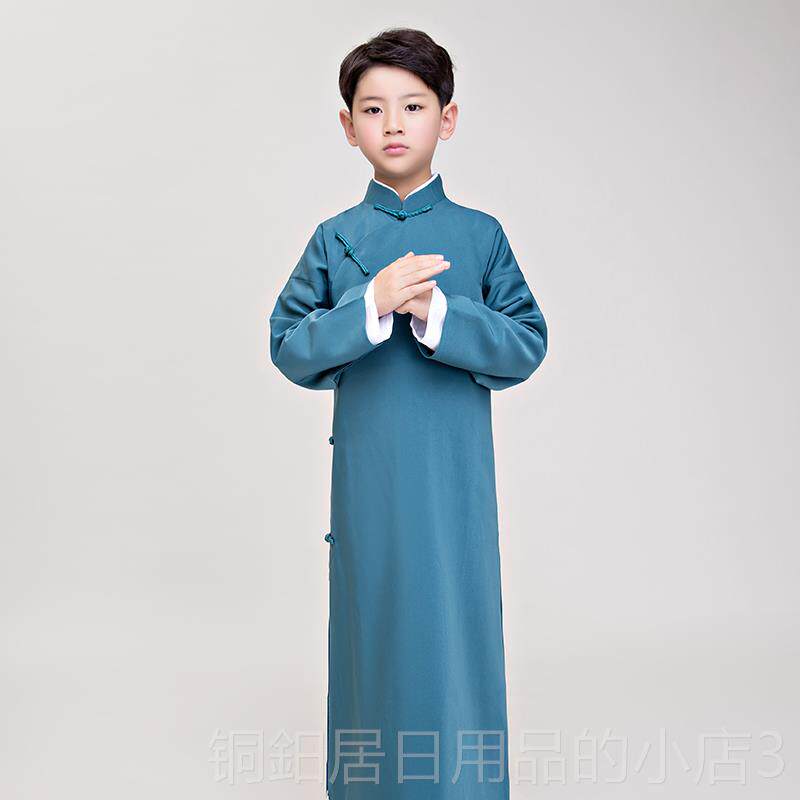 高档儿童相声服民国长衫长大男童袍装古褂装快板民国学生舞台演出