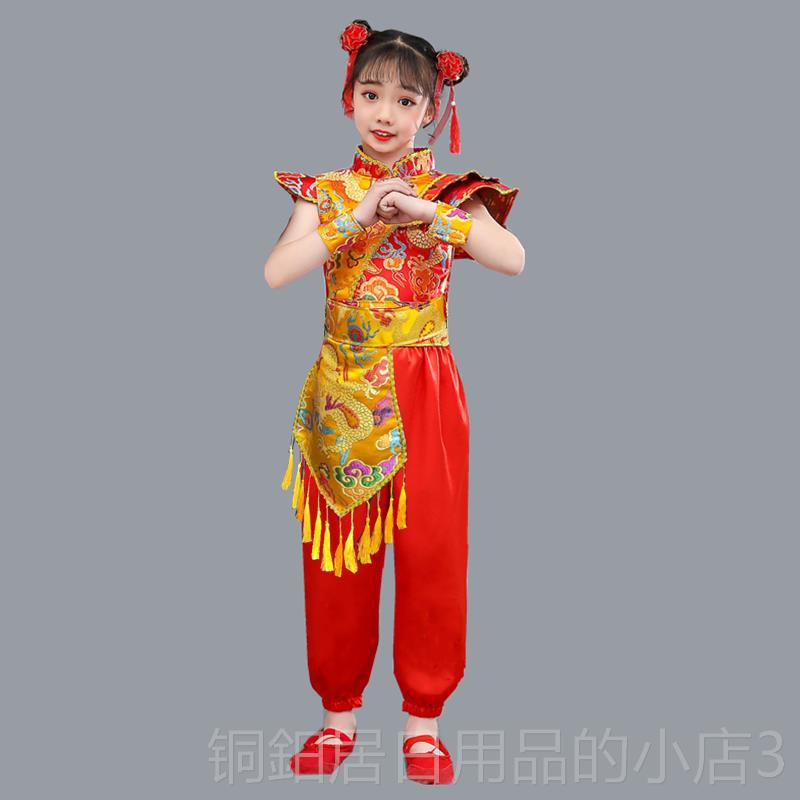 高档童盛世欢演出服女儿孩中国风开场喜庆打鼓服幼腰鼓腾舞儿蹈表