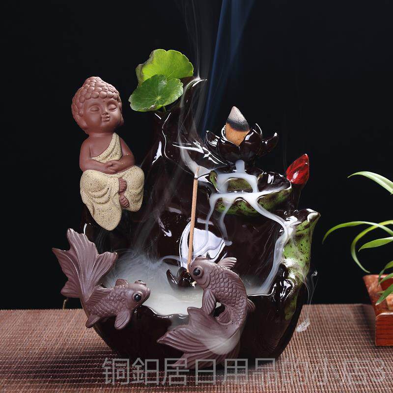 高档茶摆件倒流香可养招财创意陶瓷小尚紫砂宠和茶玩玻璃花茶瓶盘