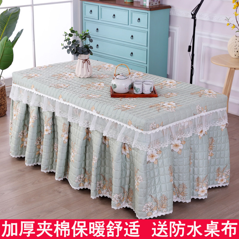 加厚裙式电炉罩茶几罩烤火罩新款长方形电暖炉罩烤火被套取暖桌布