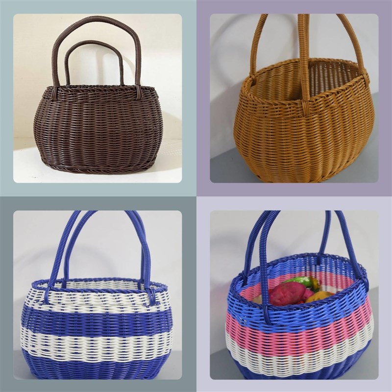 仿藤纯手工编织菜篮花篮采摘购子物餐手提篮园田RT01野风家用买菜