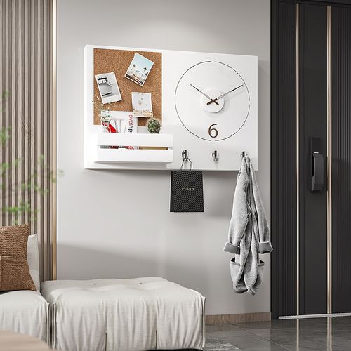 2024新款实木电表箱装饰画钟表现代配电箱挂钟遮挡时钟弱电盒带钟