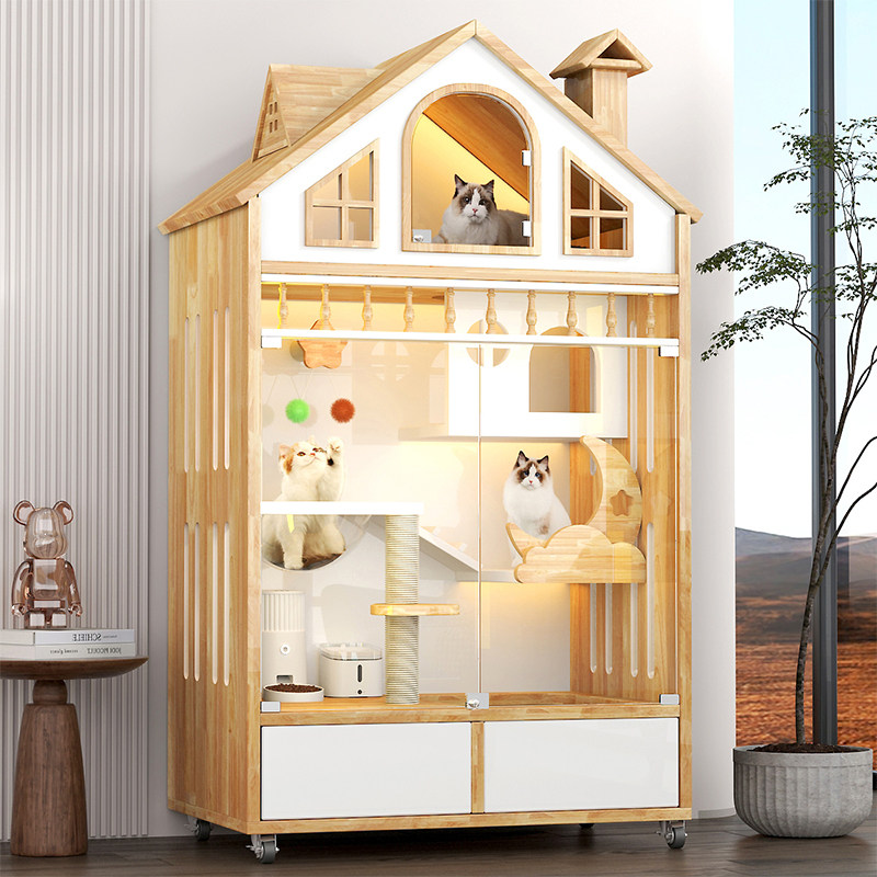 大型猫窝猫别墅家用实木猫柜子带抽屉猫屋猫厕一体猫笼洋房猫城堡,宠物/宠物食品及用品,猫笼子/猫别墅,淘宝优惠券,粉丝福利购,淘宝优惠卷