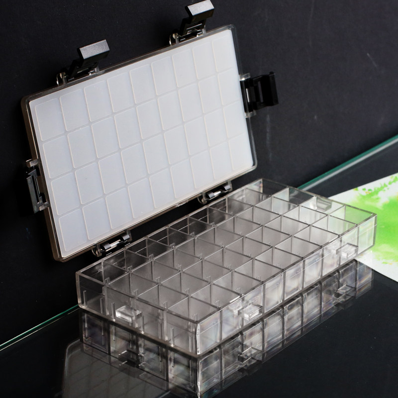 水彩颜料保湿盒36格颜料盒保湿防漏空分装格便携黑色耐摔AP调色盒