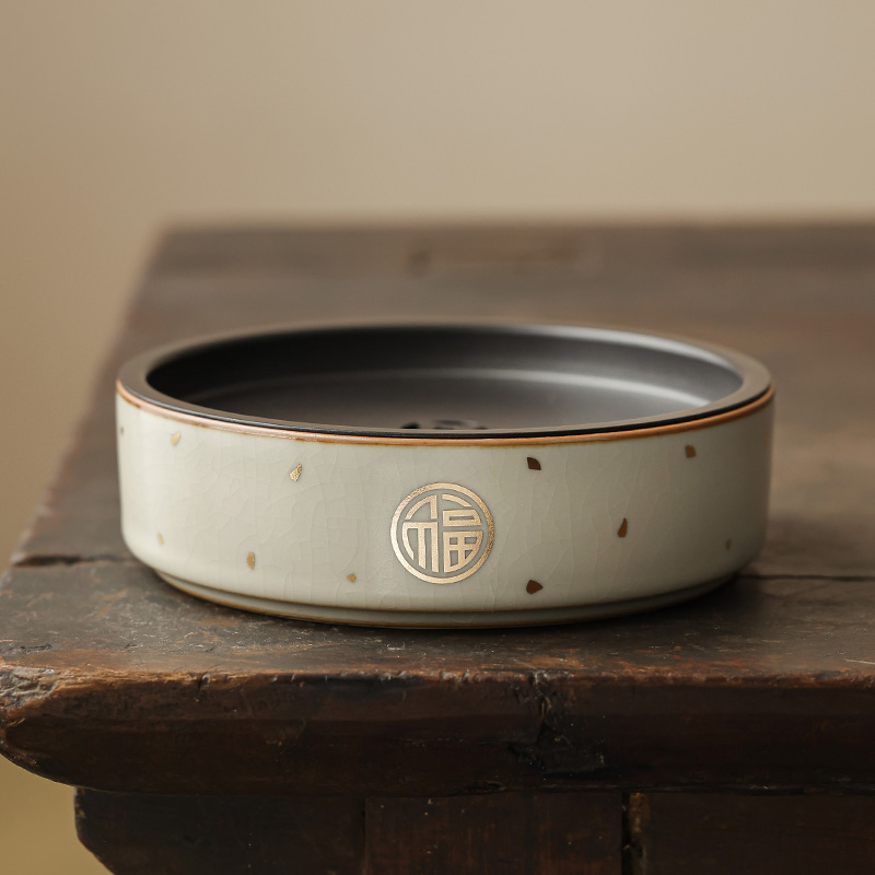 汝窑壶承家用陶瓷开片可养干泡盘小茶台茶壶垫茶盘功夫茶具配件