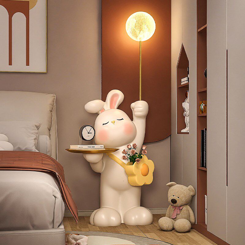 卡通兔兔卧室床头柜灯一体落地灯客厅沙发角边几创意置物儿童夜灯,家装灯饰光源,装饰落地灯,淘宝优惠券,粉丝福利购,淘宝优惠卷