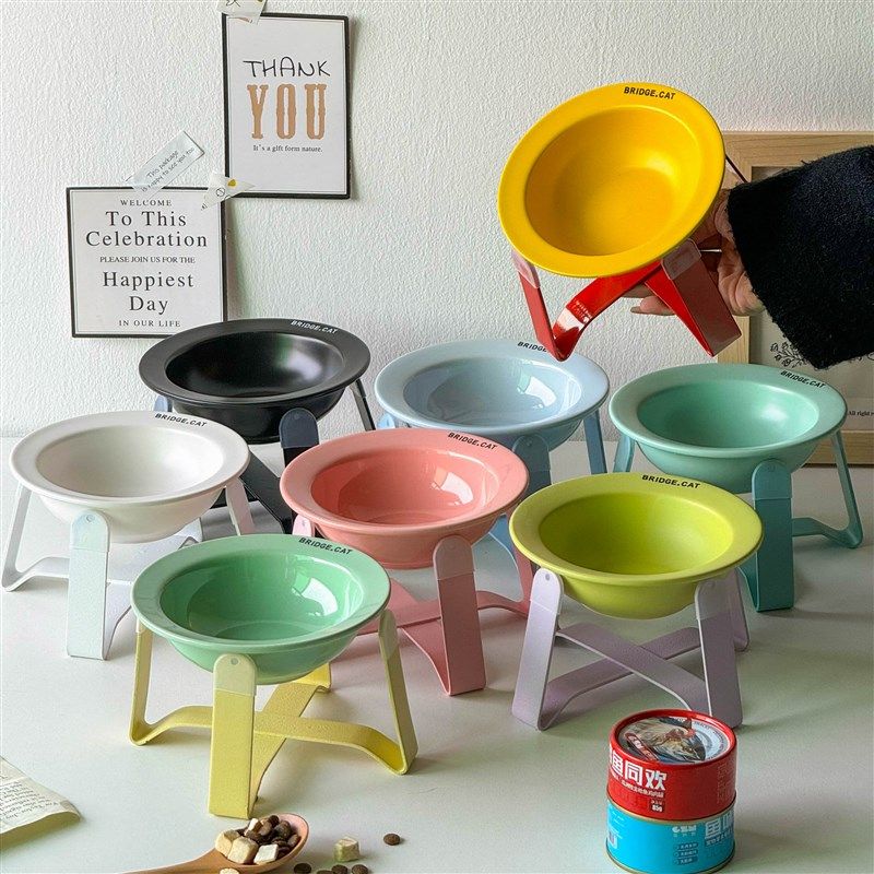 自定义配色一碗一架韩国BD陶瓷飞碟宠物碗粮水碗增高深口防黑下巴,宠物/宠物食品及用品,猫狗碗/慢食碗,淘宝优惠券,粉丝福利购,淘宝优惠卷