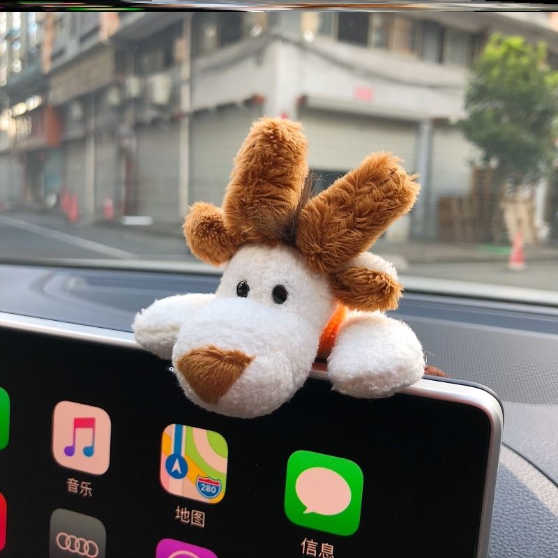 少女心车内小玩偶汽车装饰车载显示屏摆件中控台电脑屏幕恐龙卡通