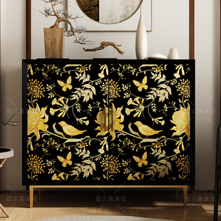 家俱翻新贴纸中古风装饰客厅小柜子布置改造整体橱柜复古壁纸自粘