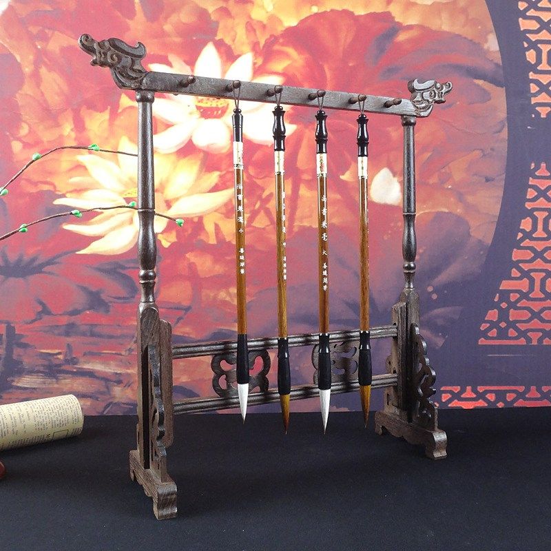 红木花梨木鸡翅木实木毛笔架笔搁龙头毛笔挂文房四宝书法用品礼品,家居饰品,木雕,淘宝优惠券,粉丝福利购,淘宝优惠卷