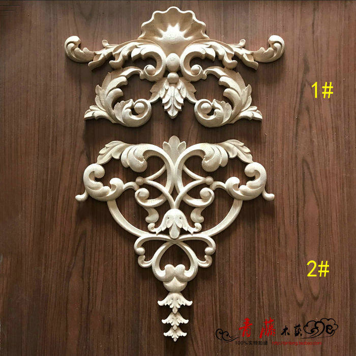 实木欧式贴花雕刻门花东阳木雕护墙板背景墙橱柜角花雕花装饰