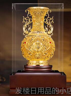 正品非遗花丝花瓶铜摆工品乔迁艺家居件客厅公司办公室中式装新饰