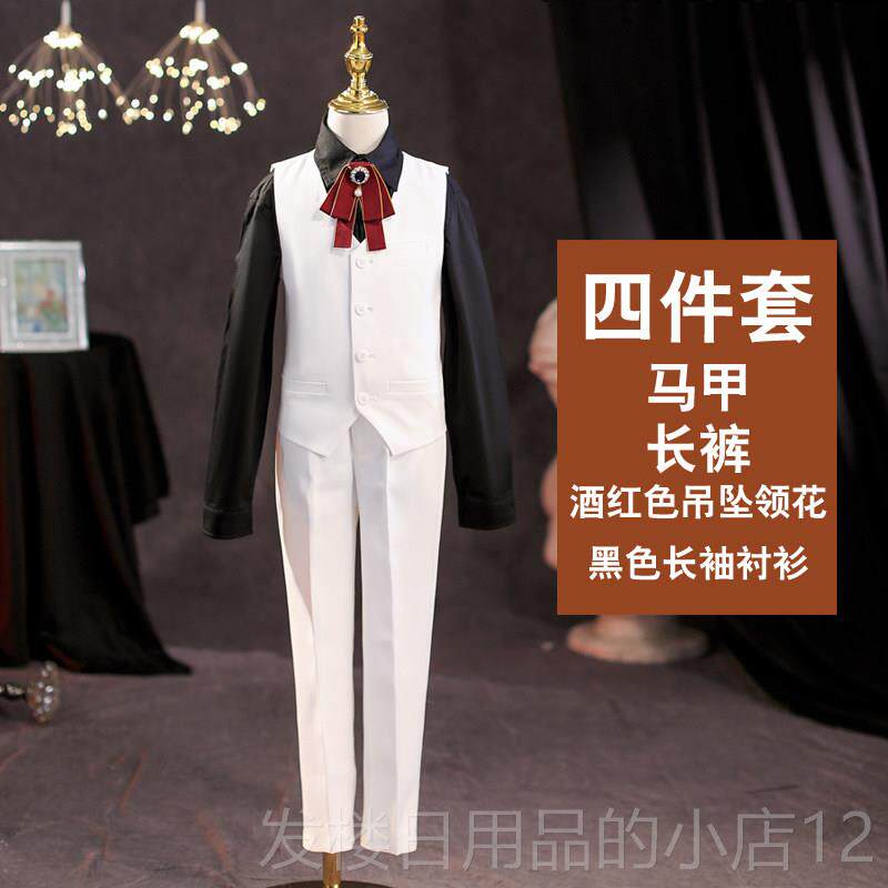 正品童礼服高级感夏短袖毕业舞台诵表演儿童主服持人钢朗琴男演出