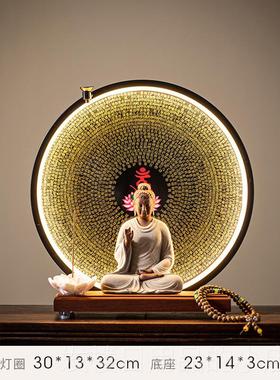 正品楞中式如来佛祖陶瓷释迦摩佛厅尼像摆件家居客玄关严咒背景灯