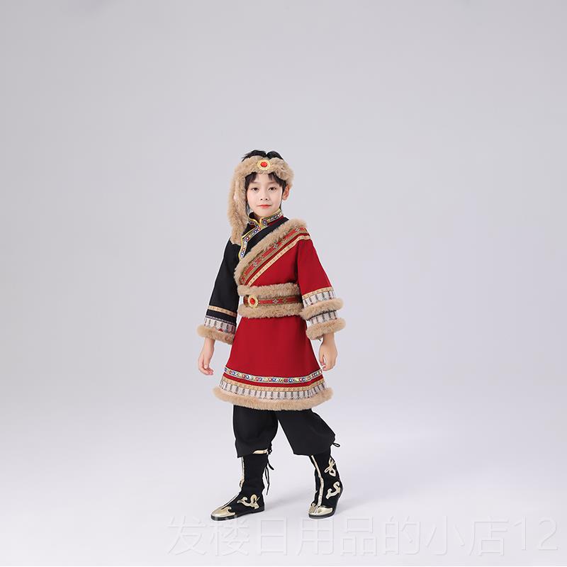 正品数新儿款童舞蹈出服男演女少民族服装蒙古袍筷子舞白马族表演