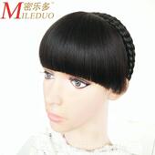 正品 女齐斜浏海 真发发浏厚海双辫子假箍发卡片假头帘假留海加时尚