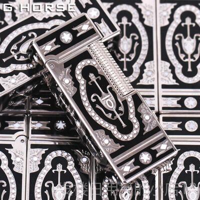 正品纯GH火ORSE法窄版充气打机男女士超薄防风创意黄国铜商务精品