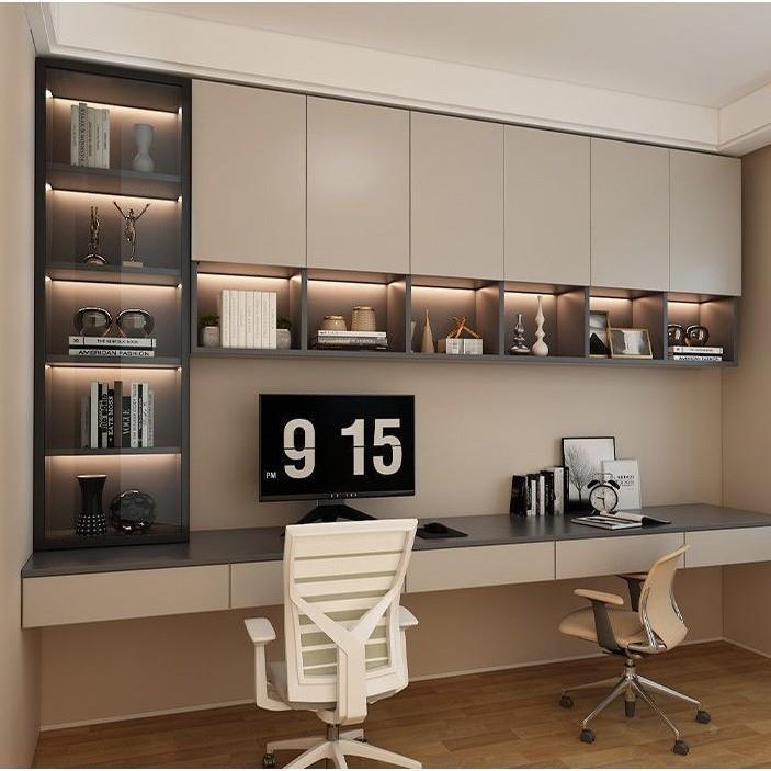 书桌柜一体桌简约台式悬电脑写台壁挂式双人办公桌学LXI习字桌书