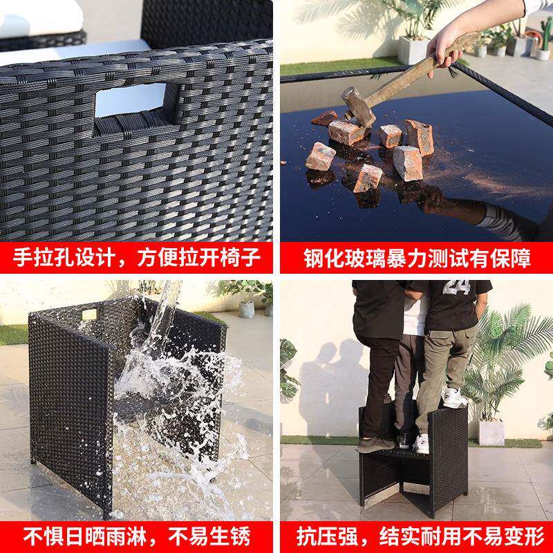 室外户外休闲区ONV桌置布茶椅组合庭院园露天藤椅接待治谈藤花编